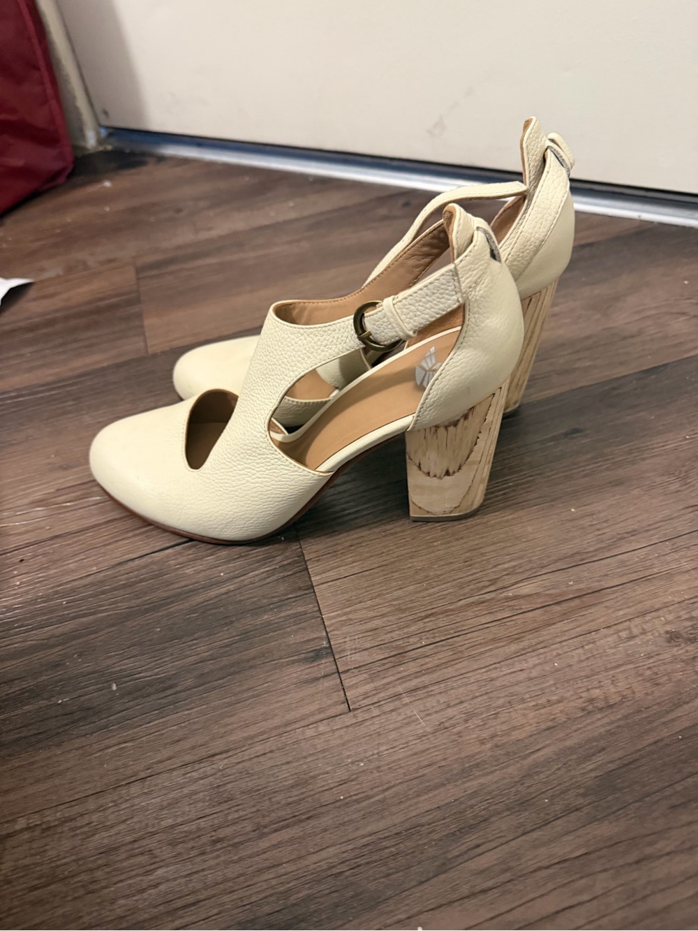 FORTRESS OF INCA Ivory Cutout Ankle-Strap Block Heels